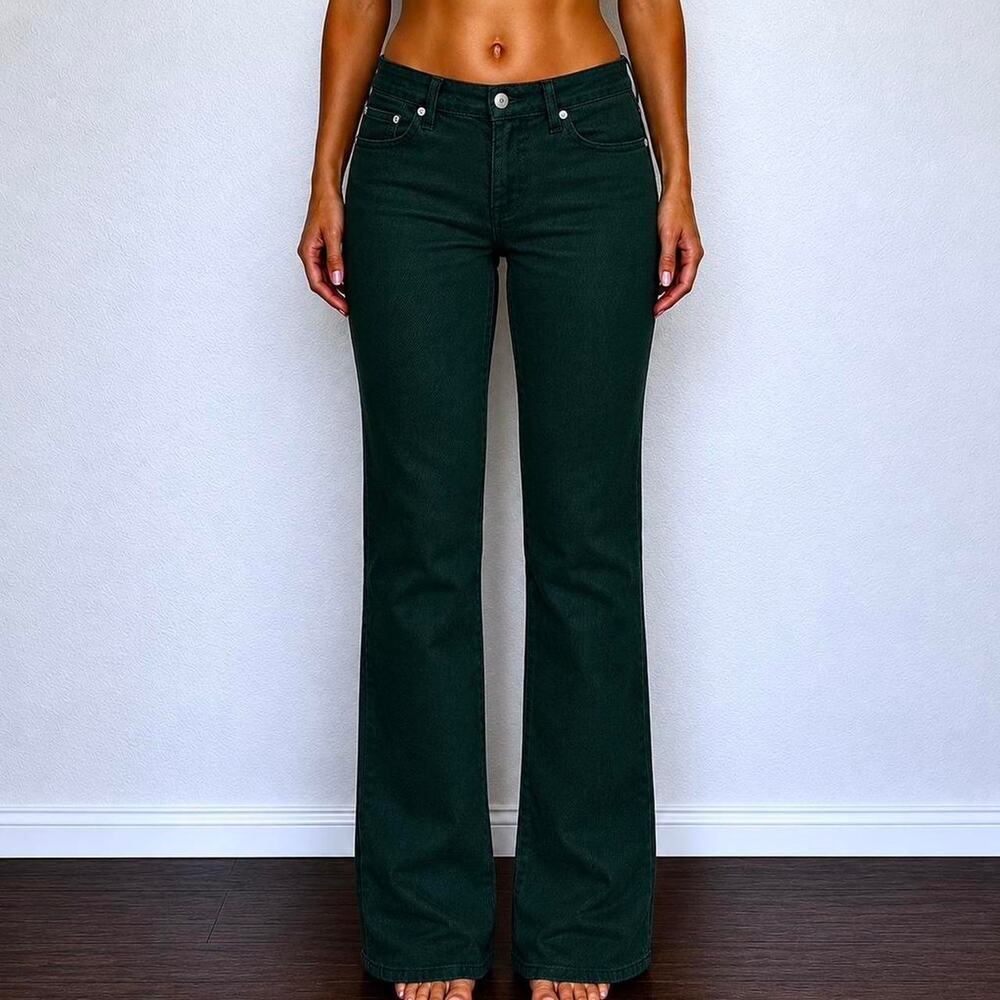Vintage Ralph Lauren 90s Forest Green Straight Cigarette Leg Jeans Size 6 28"